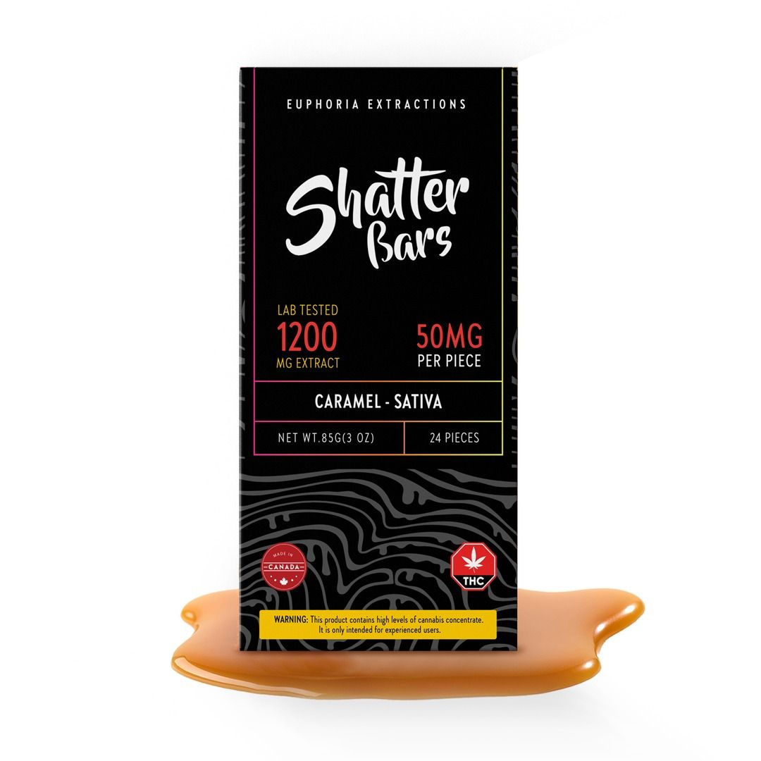 1200mg Sativa Caramel Shatter Bar by Euphoria Extractions