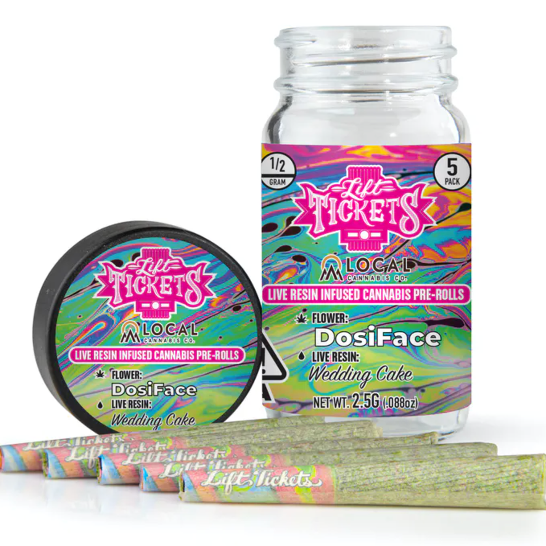 .5g (5 pack) Dosiface X Wedding Cake Infused Pre Roll - LIFT TICKETS