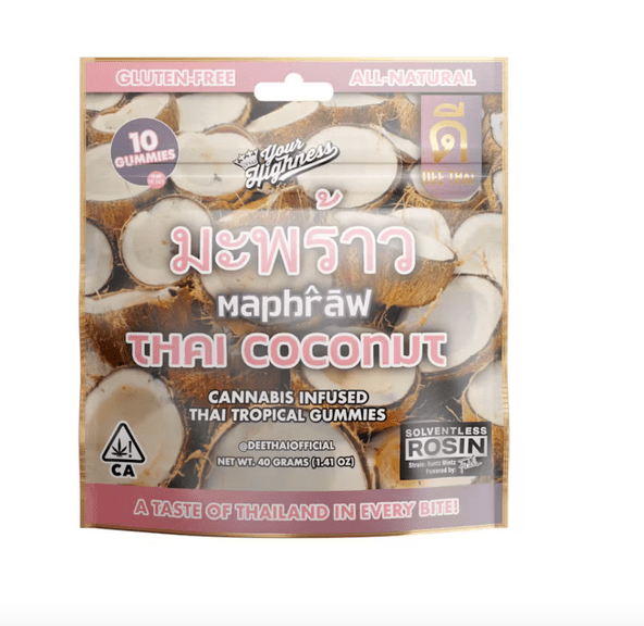 Dee Thai Solventless Hash Rosin 100MG Gummies Thai Coconut