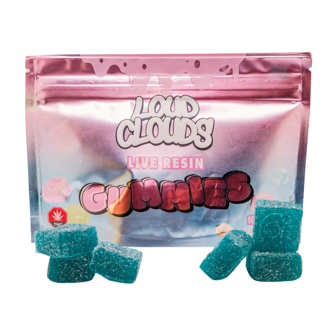 500mg Live Resin Blue Raspberry Gummies by Loud Clouds