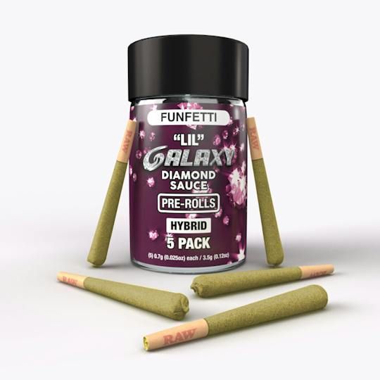 D. Galaxy 5 x .7g LIL Diamond Sauce Infused Pre Rolls - Funfetti (H)