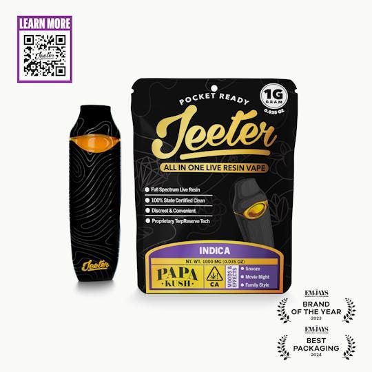 Jeeter Concentrates - AIO Live Resin 1G Vape Cartridge Papa Kush
