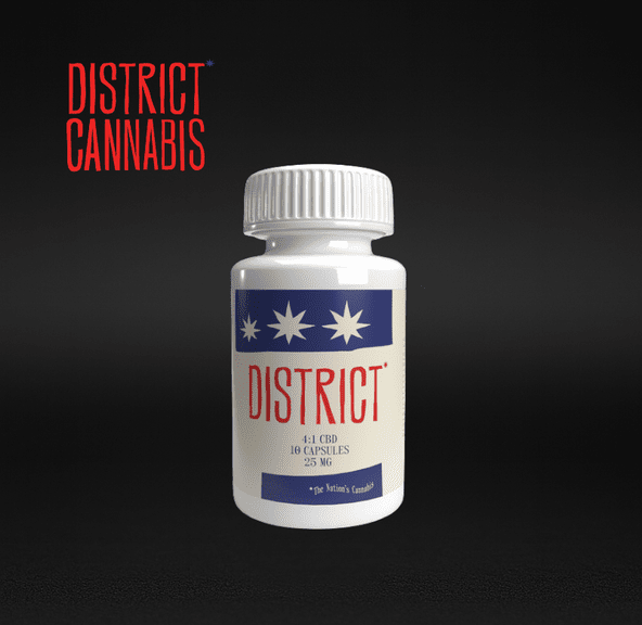 District Cannabis | Capsules | 1:1 THC:CBD | 12.5mg THC : 12.5mg CBD | 10-Pack (125mg Total THC & 125mg Total CBD)