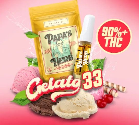 Papa's Herb - Gelato 33 - Cartridge - 1g - Hybrid