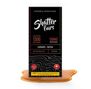 1200mg Sativa Caramel Shatter Bar by Euphoria Extractions
