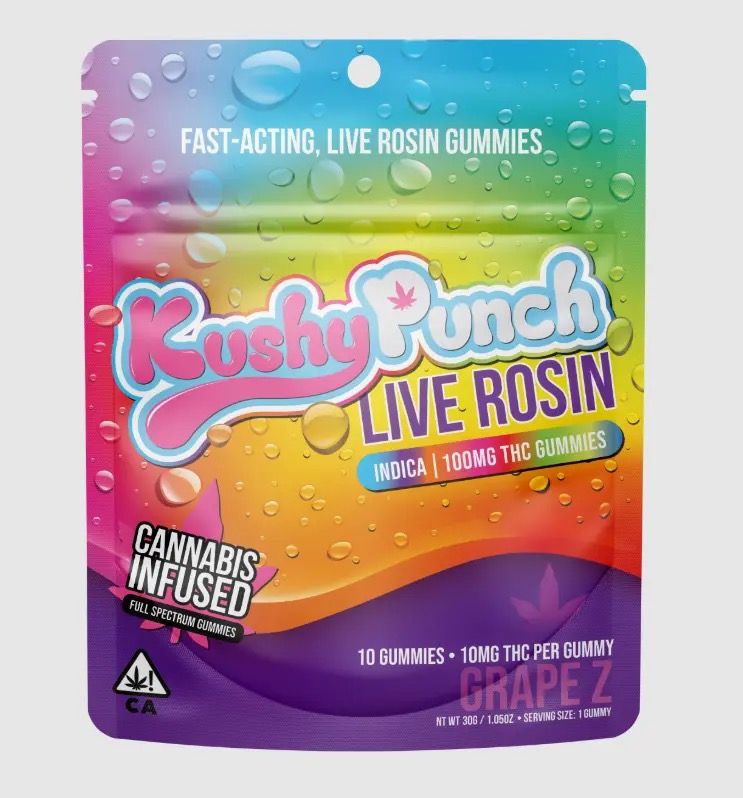 Kushy Punch- Grape Z Live Rosin Gummies 100mg (I)