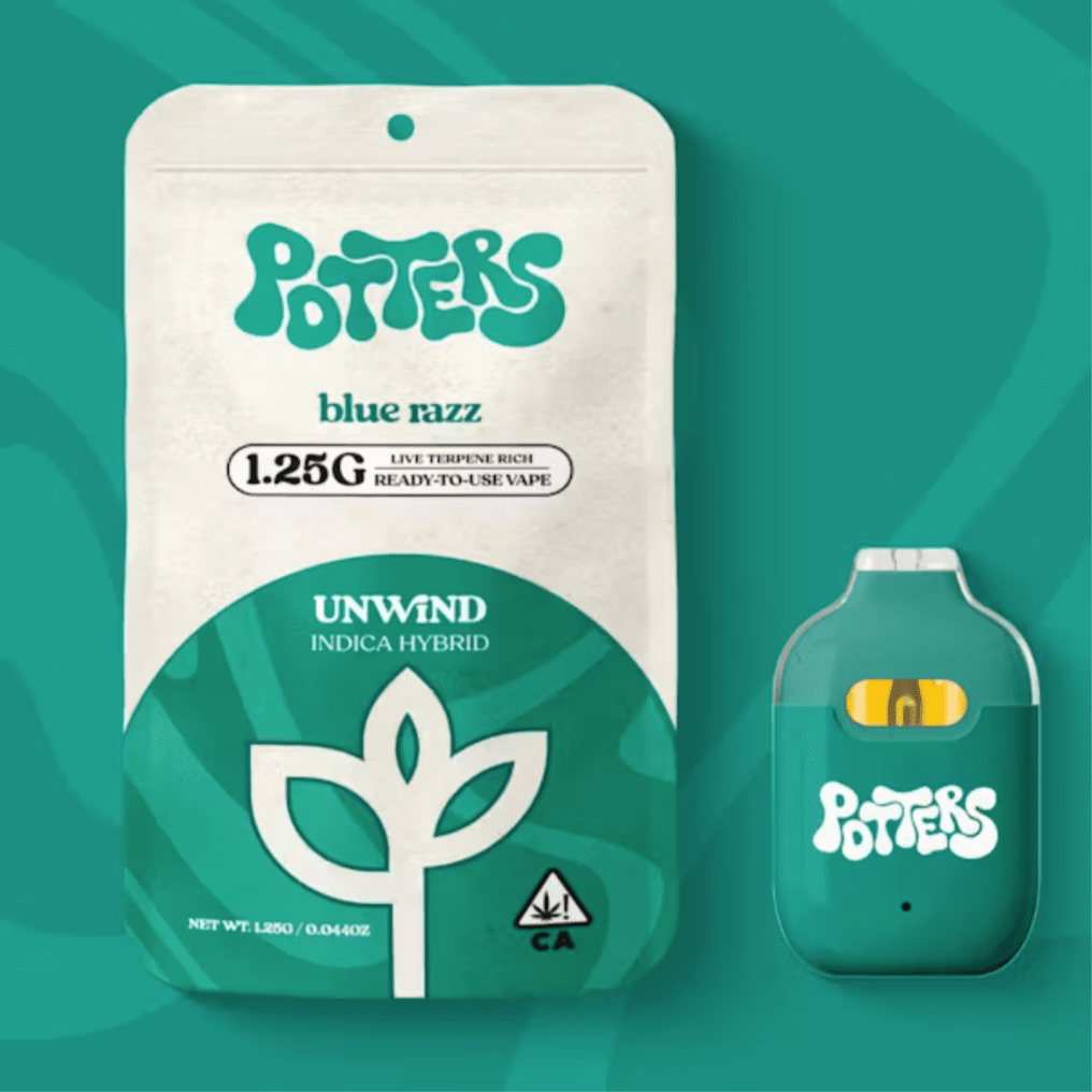 1.25g Blue Razz (Indica - Hybrid) Ready-to-Use Live Resin Vape - Potters