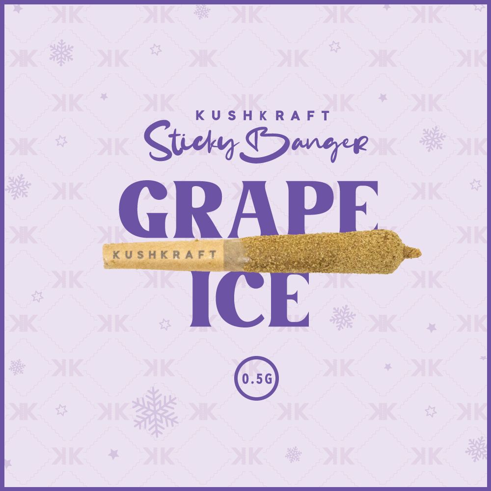 1 x 0.5g Infused Sticky Banger Pre-Roll Indica Grape Ice by KushKraft