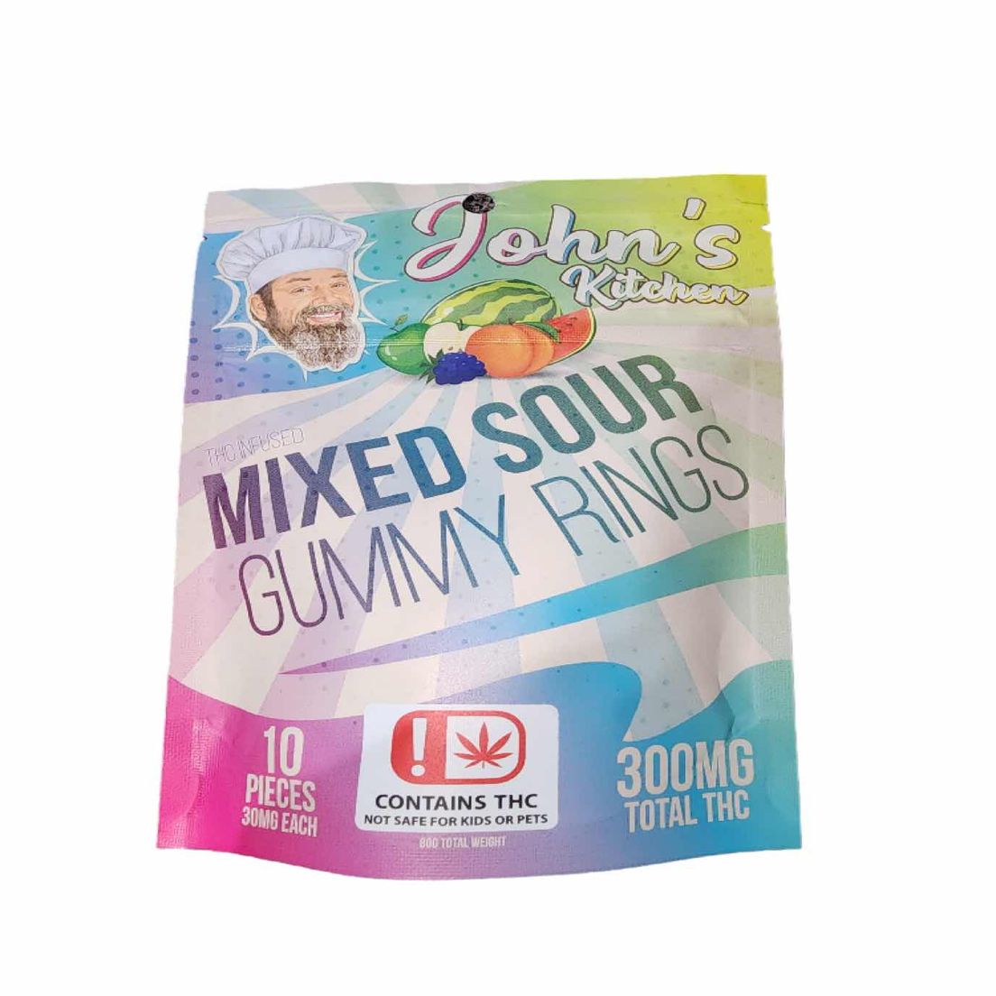 John's Kitchen Mixed Sour Gummy Rings 300mg