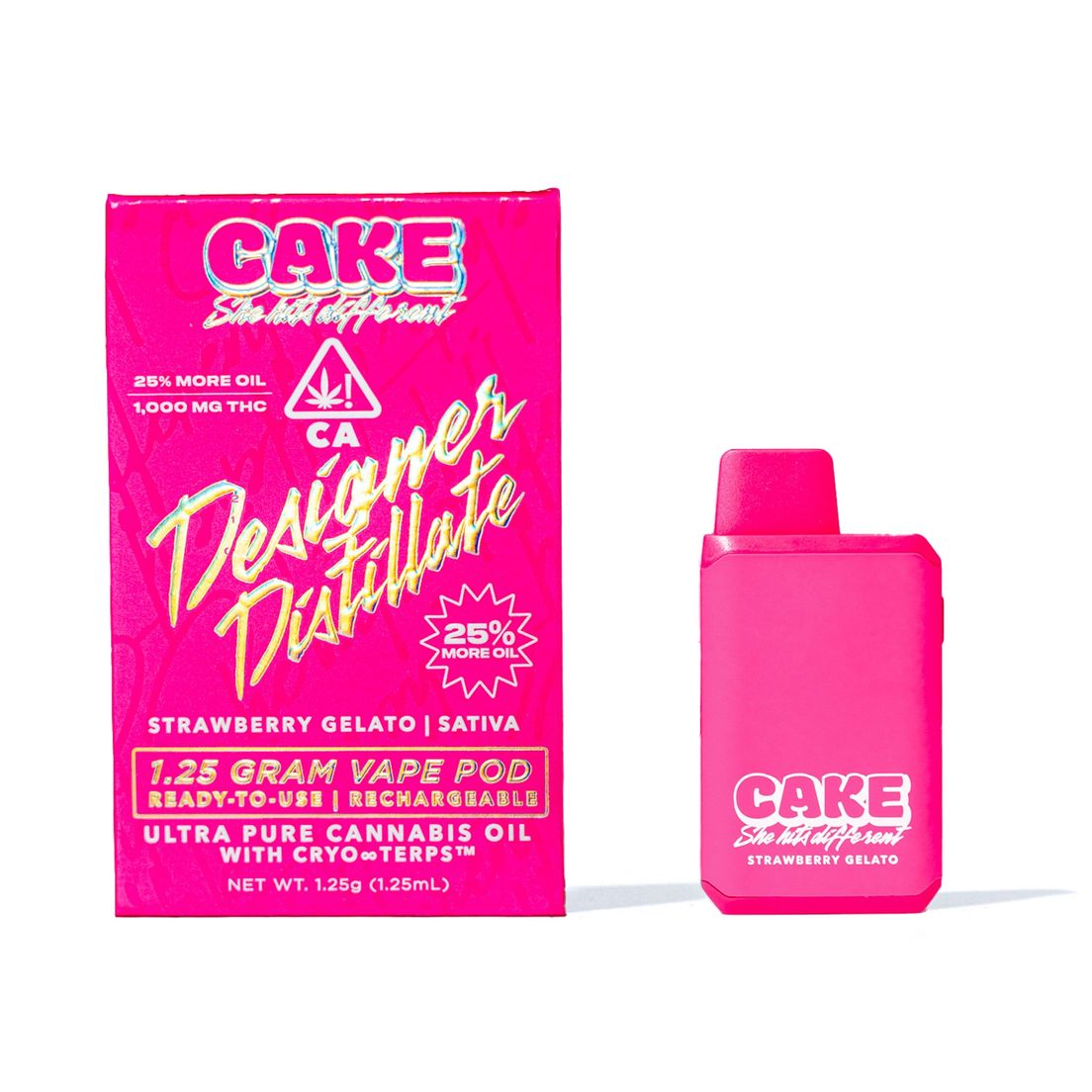 Cake AIO Vape Strawberry Gelato 1.25g
