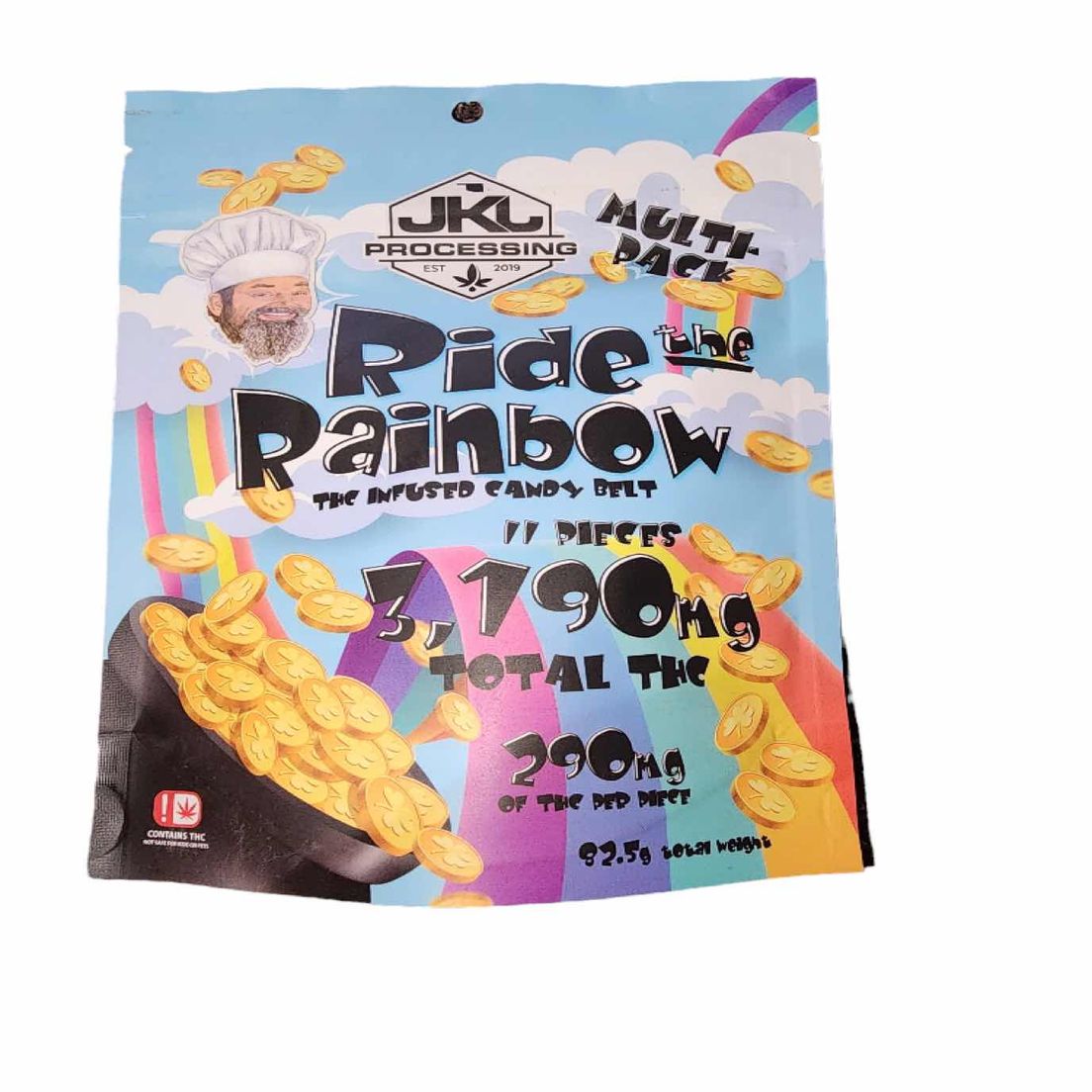 John's Kitchen Ride The Rainbow - Multi-Pack,190mg each piece and total 3,190mg per package