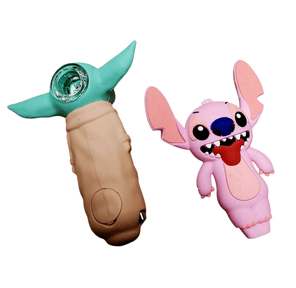 4.5" Silicone Pink Stitch Character Pipe