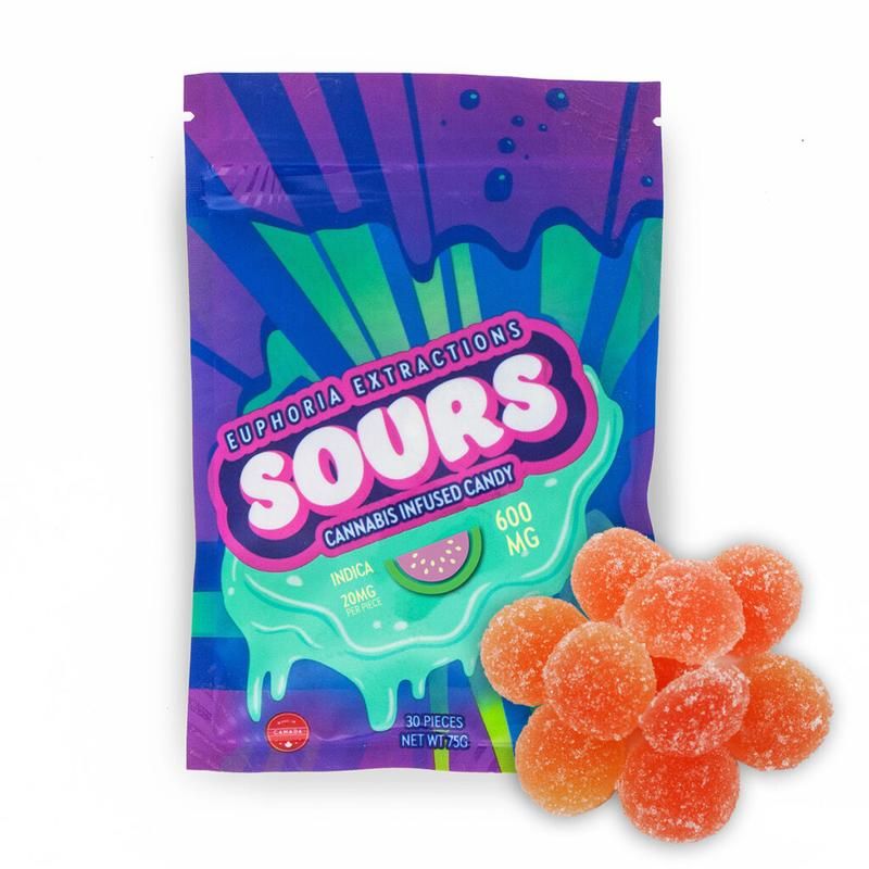 600MG THC Sour Gummies - Indica Peach - Euphoria Extractions