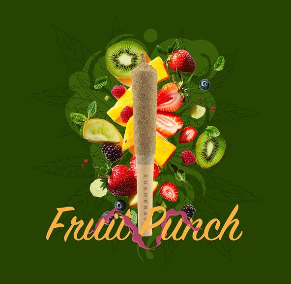1 x 0.5g Infused Sticky Banger Pre-Roll Hybrid Fruit Punch by KushKraft