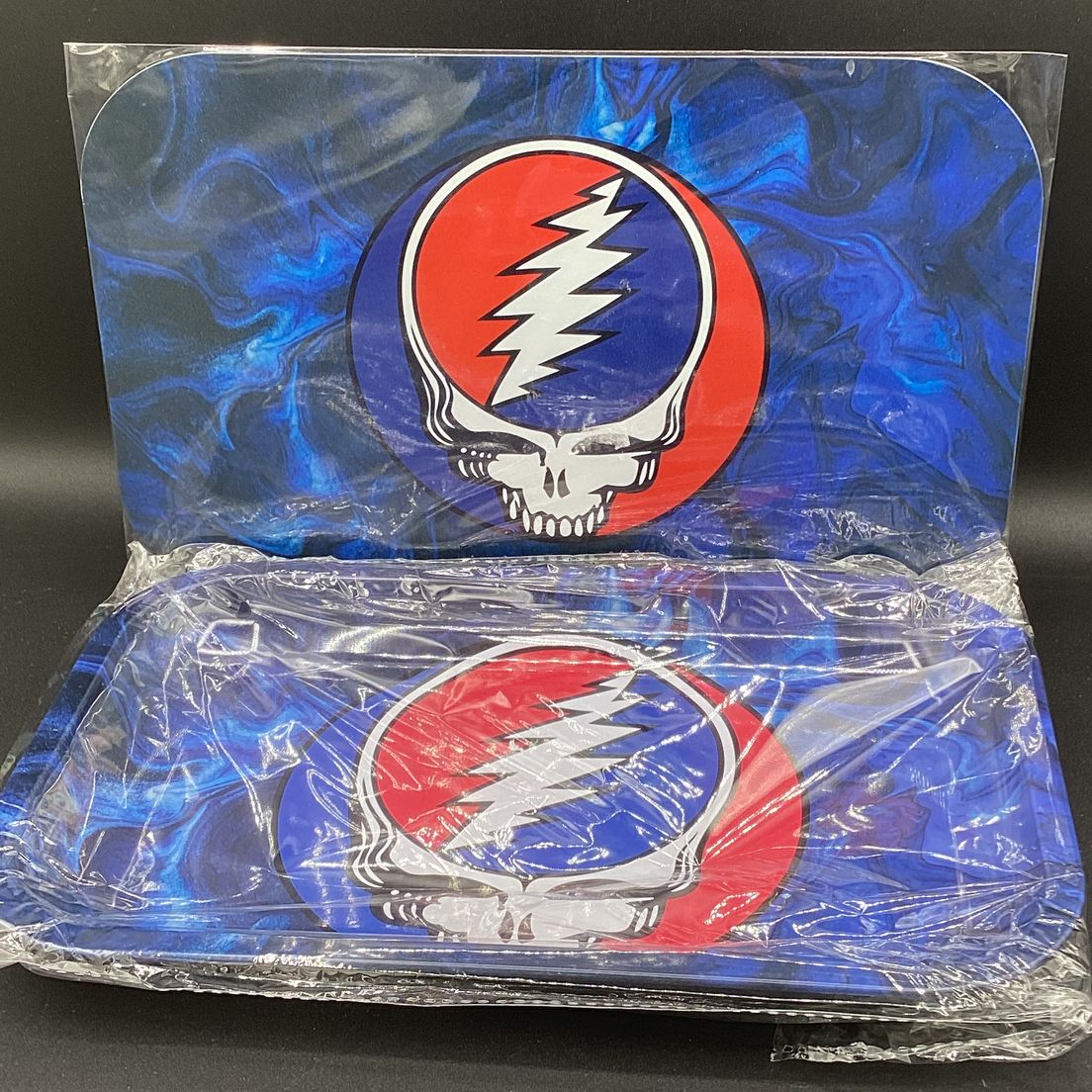 AFG Distribution- Steal Your Face Swirls- Grateful Dead- Pulsar- Metal Rolling Tray- Magnetic Lid- 11 x 7