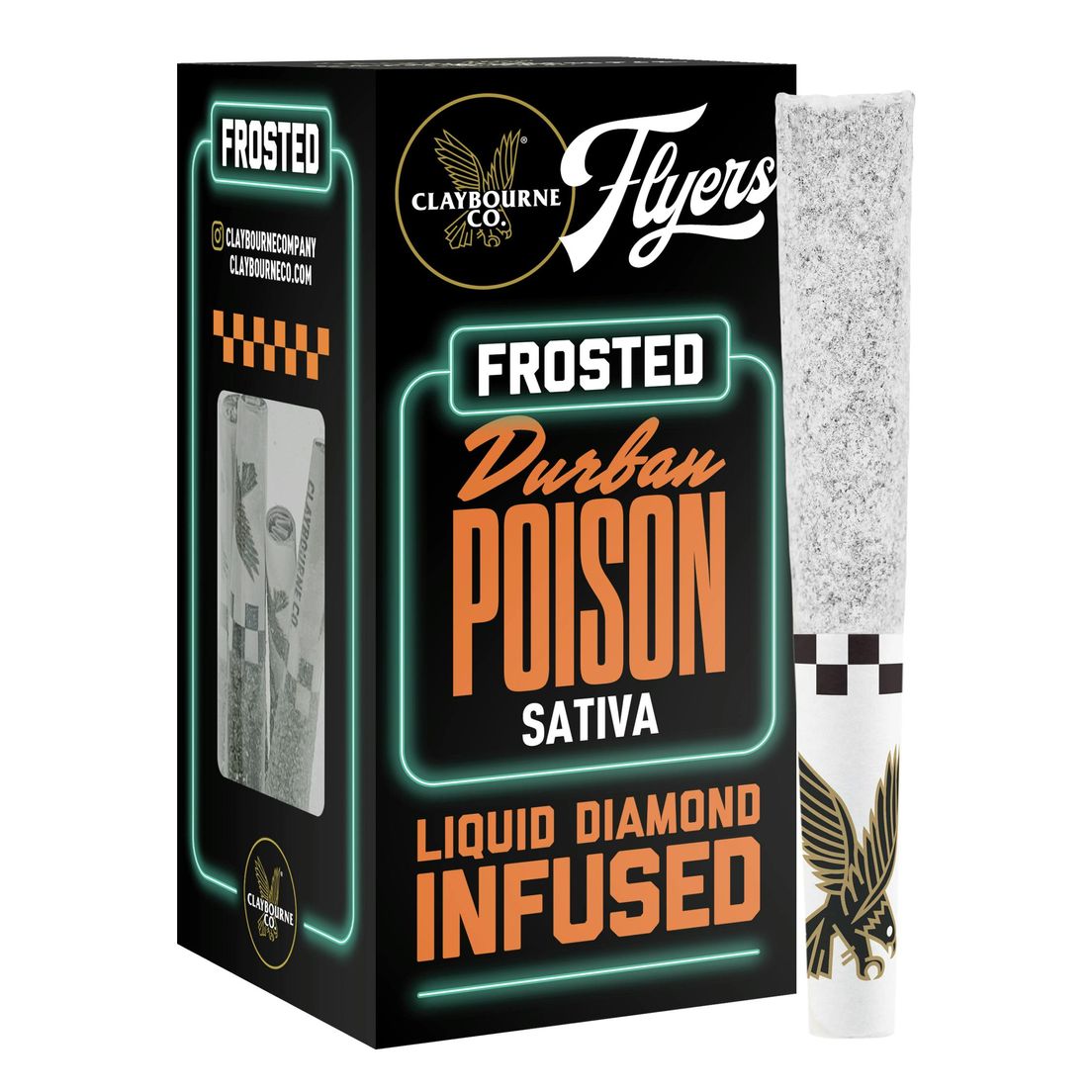 Claybourne Co. - Frosted Flyers - (x5) .5g Infused Prerolls - 2.5g - Durban Poison