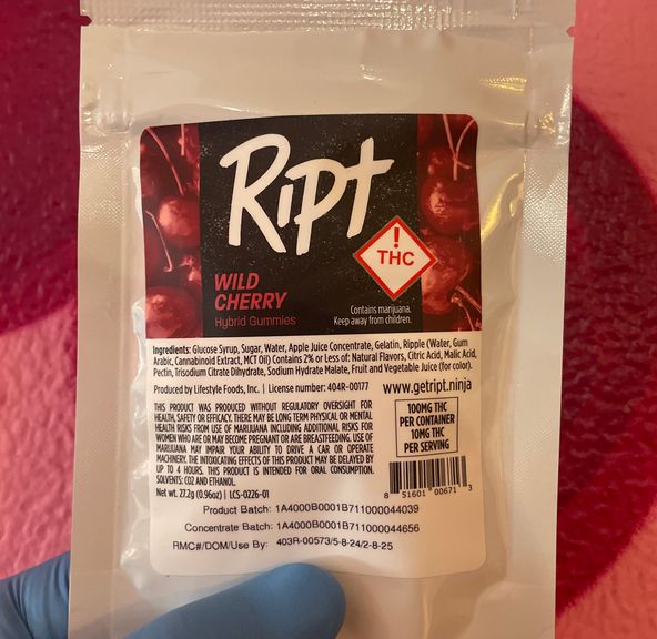 RIPT - Wild Cherry , Gummies 100mg