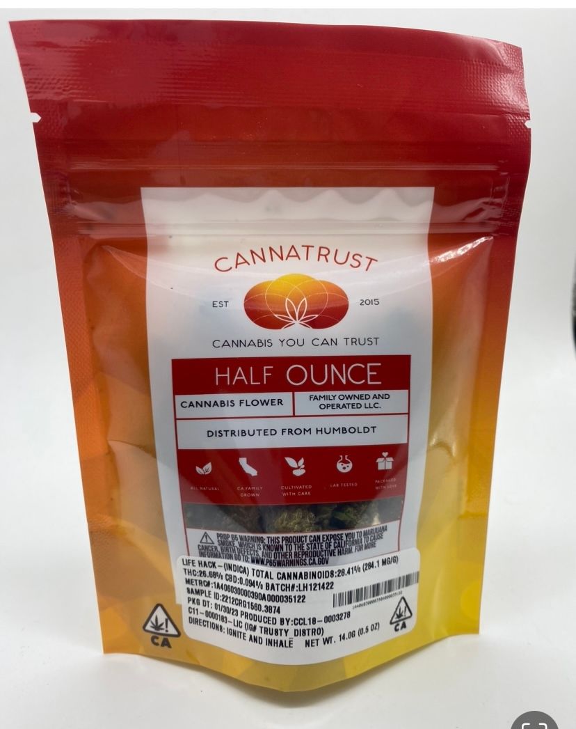 Life Hack (indica) - 14g Flower (THC 26%) by Cannatrust **Buy 2 for $80**