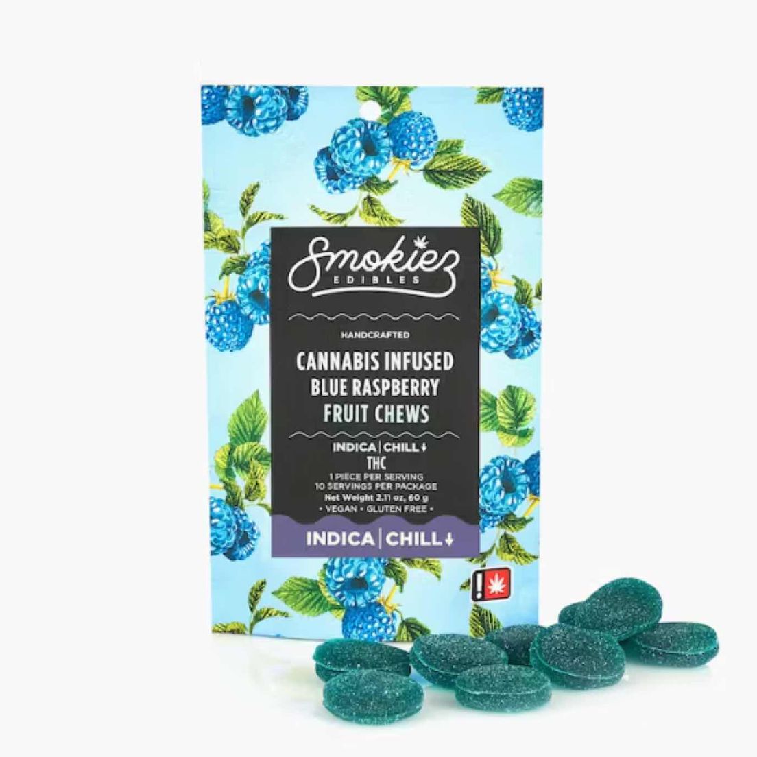 Blue Raspberry Indica 100mg THC Fruit Chews