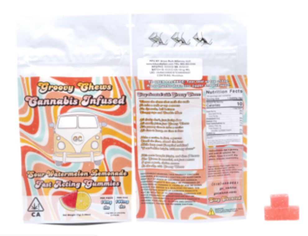 Golden State Canna | Groovy Chews | Watermelon Lemonade | 100mg Fast Acting