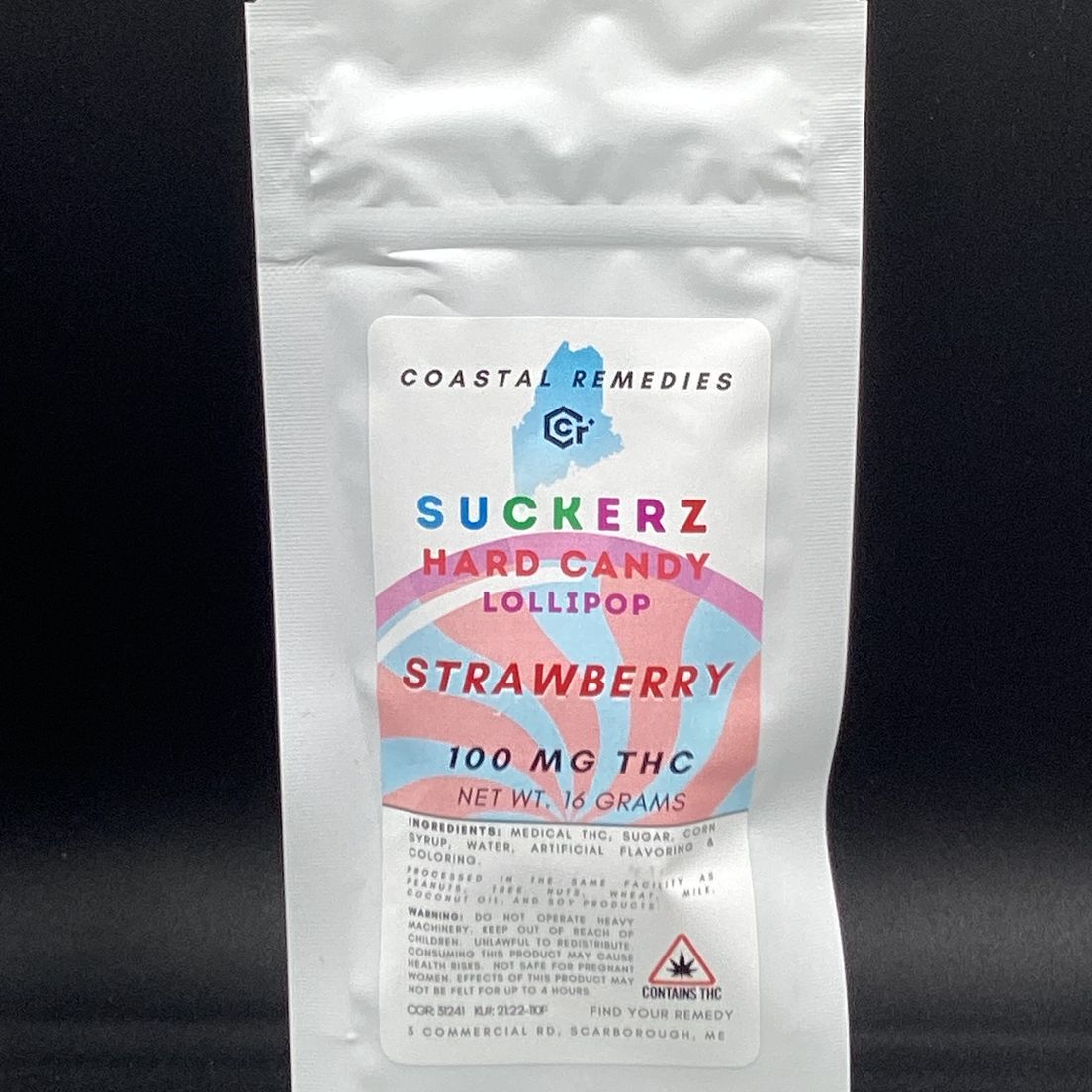 Coastal Remedies- Strawberry- Suckerz- Single Lollipop- 100mg
