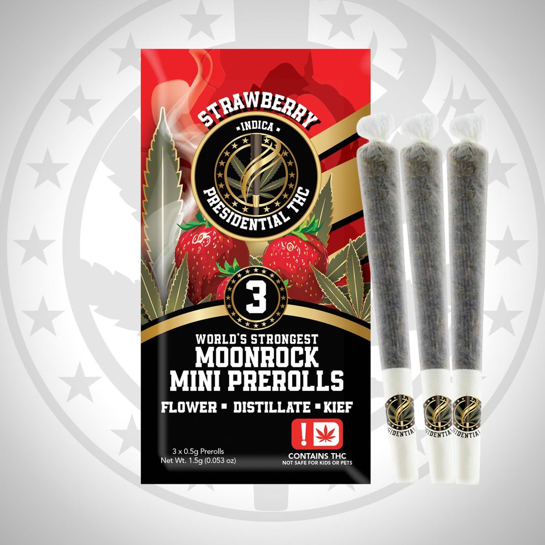 Presidential Moon Rock Mini Prerolls 3pk (Strawberry)