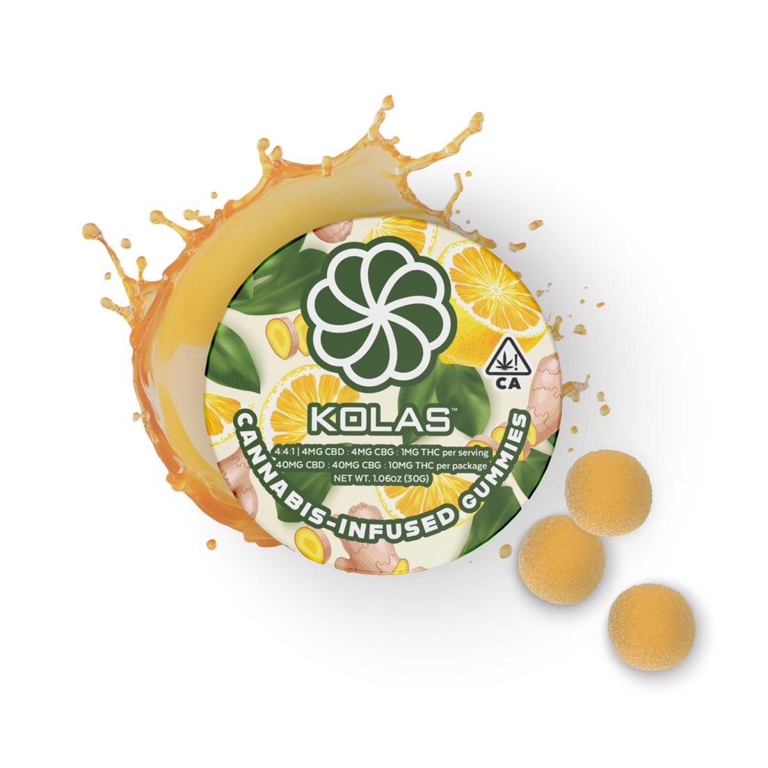 Kolas Gummies Ginger Lemon 10mg THC / 40mg CBG / 40mg CBD