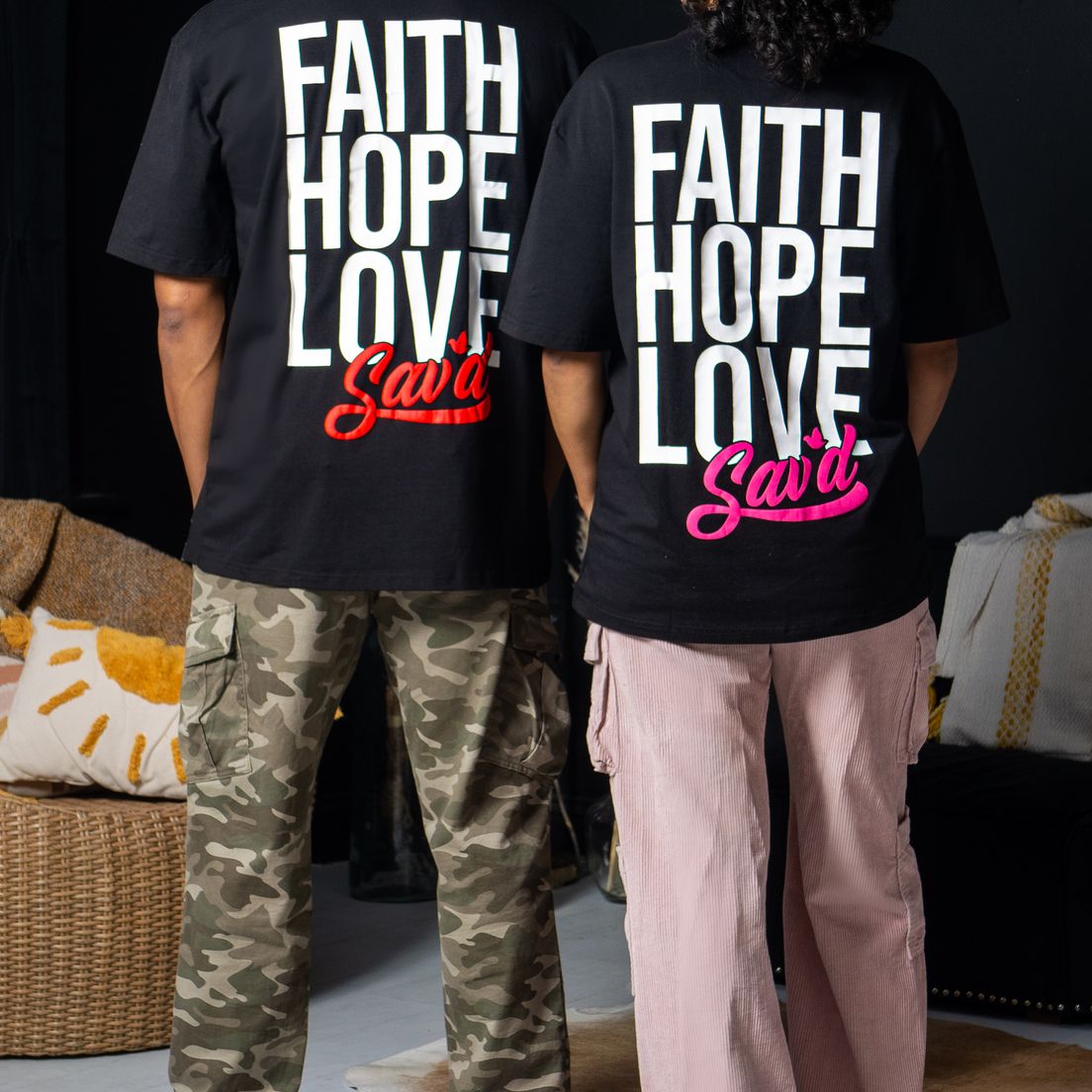 Sav'd Faith, Hope & Love Tee | Black:Red