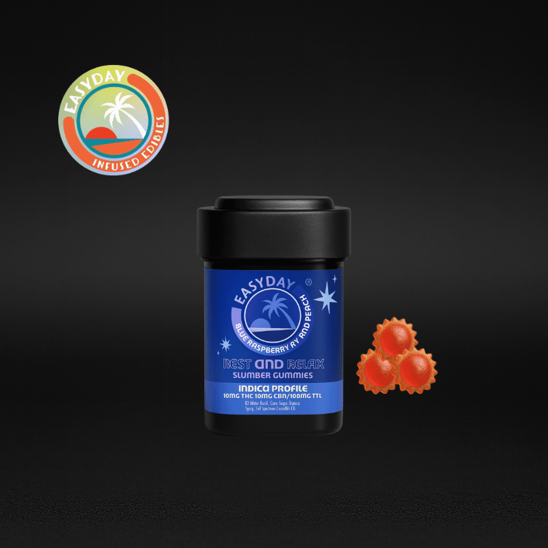 Easyday Edibles | Blue Raspberry and Peach Troche Chews - Slumber | 10mg each - 100mg Total | Hybrid