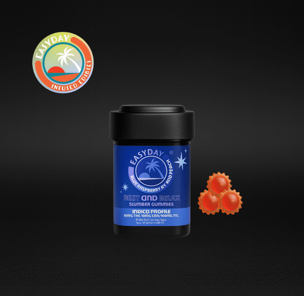 Easyday Edibles | Blue Raspberry and Peach Troche Chews - Slumber | 10mg each - 100mg Total | Hybrid
