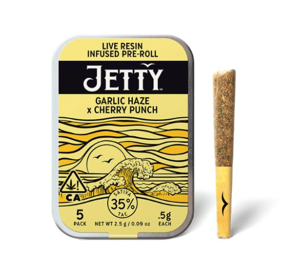 Jetty Live Resin Infused Pre-roll 5pk Garlic Haze x Cherry Punch 2.5g