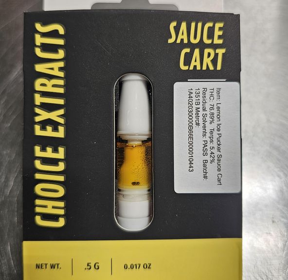 Cartridge - Lemon Ice Pucker .5g by Choice Extracts 76.89% - Terps 5.42% - Sativa - 2150