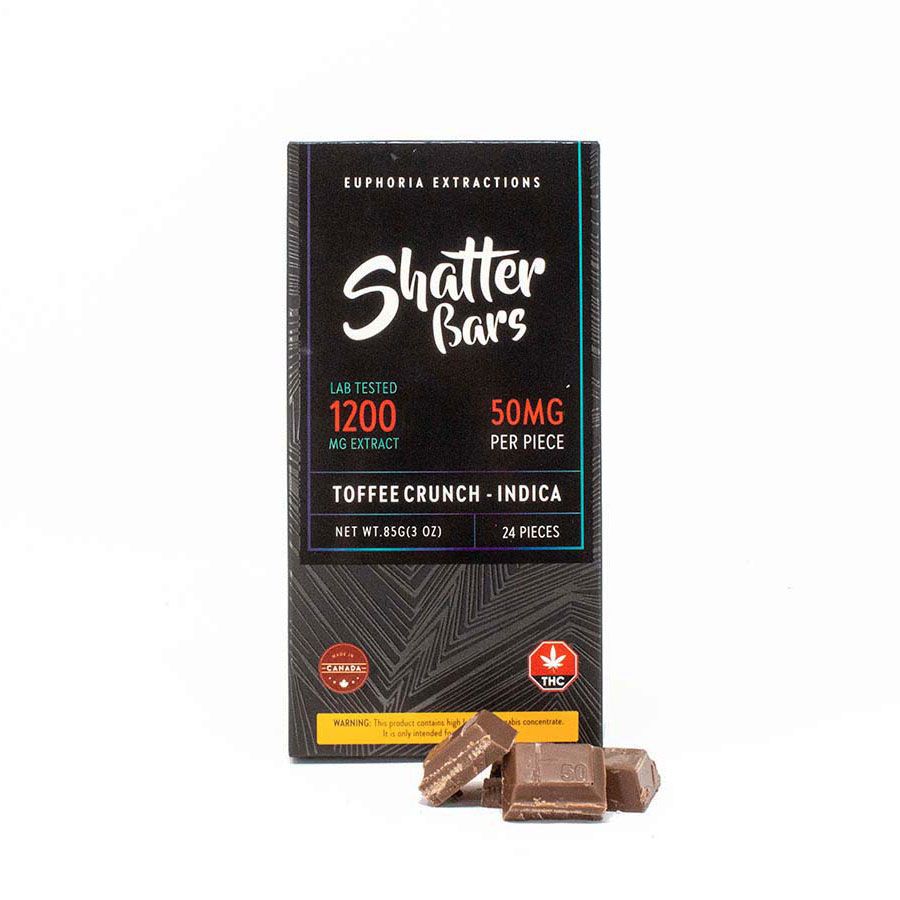 1200mg Indica Toffee Crunch Shatter Bar by Euphoria Extractions