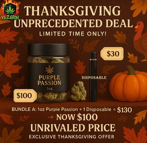 ? Thanksgiving Fire Bundle A – 1 oz Purple Passion + 1g Liquid Diamond Dispo