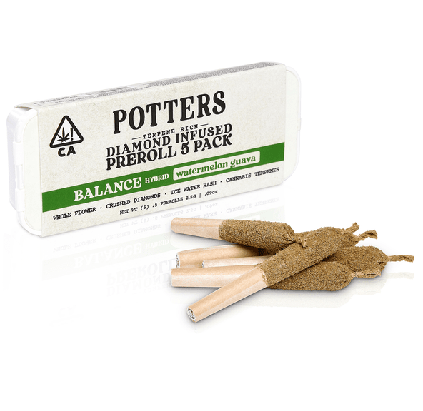 D. Potters 5pk x .5g Diamond Infused Pre Rolls - Watermelon Guava (H)