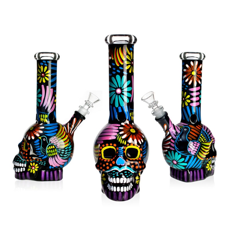 SABSK10" Marley Midnight Bloom Skull Bong