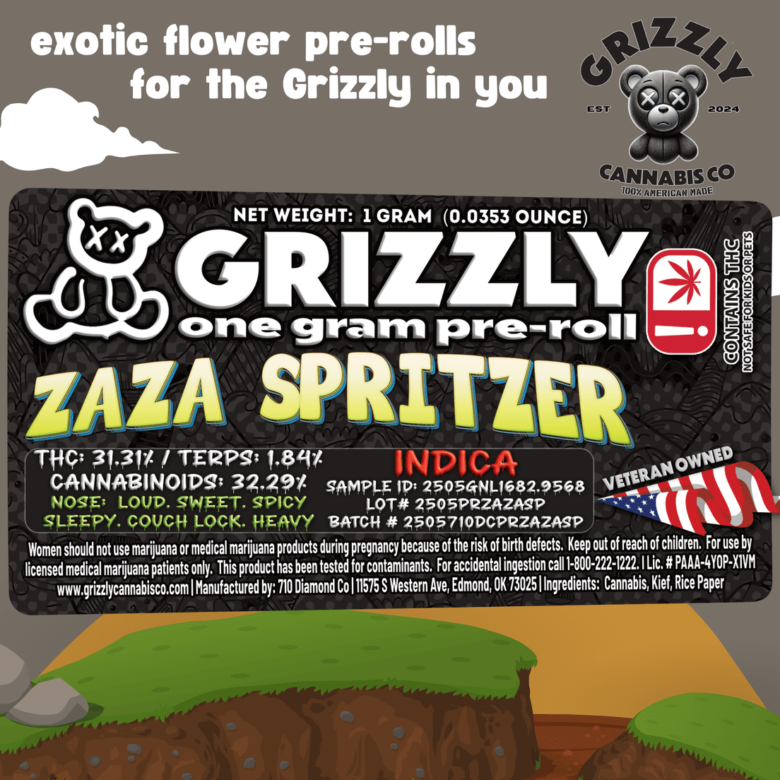 Grizzly 1G Pre Roll (Za Za Spritzer)