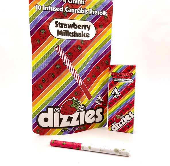 *BLOWOUT DEAL! $25 4g Strawberry Milkshake (Sativa) 10-Pack Infused Prerolls - dizzies