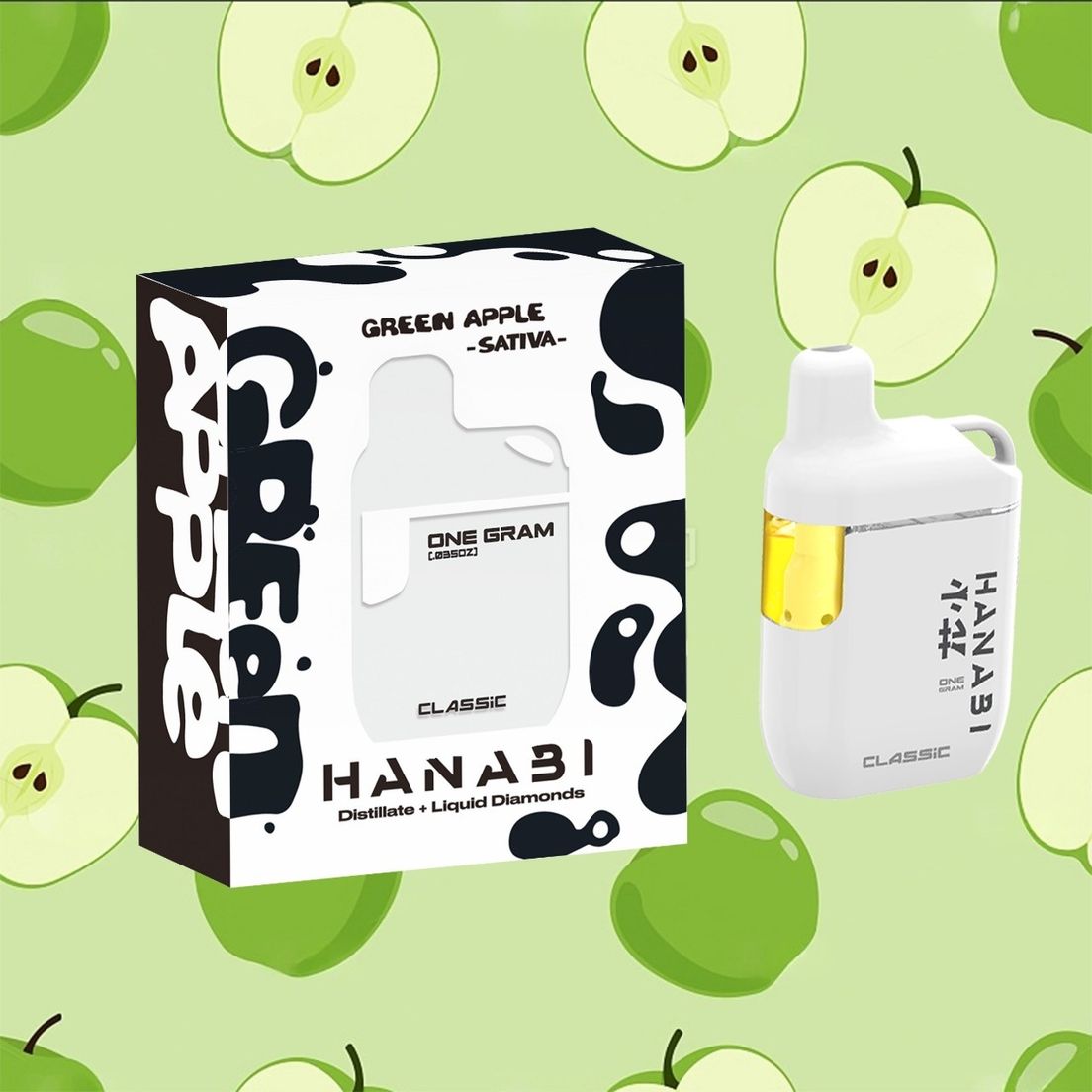 Hanabi AIO Vape Green Apple 1g