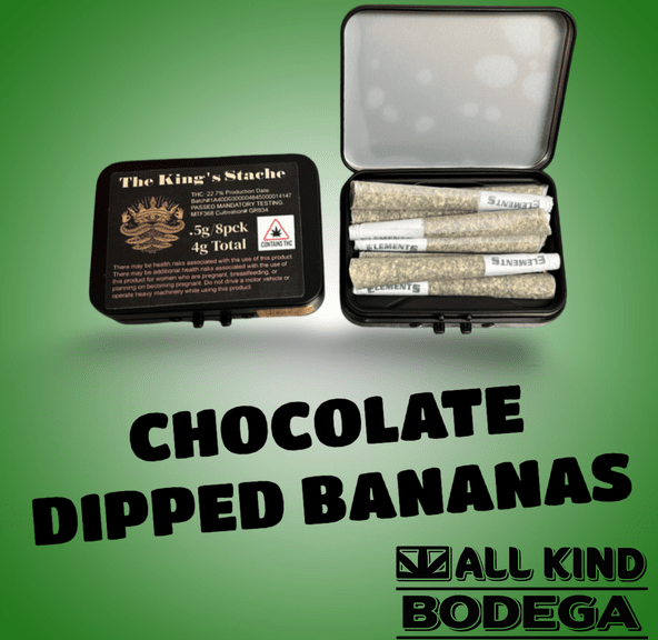 Chocolate Dipped Bananas .5g Preroll 8 Pack (Total Weight 4g) (@Thekingsstache)