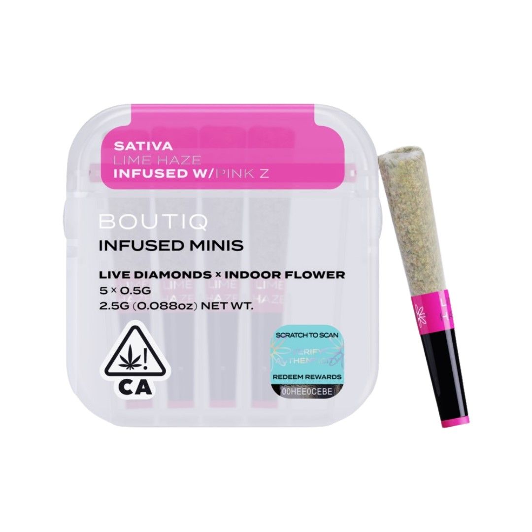 Boutiq Infused Mini Pre-roll 5pk Lime Haze x Pink Z 2.5g