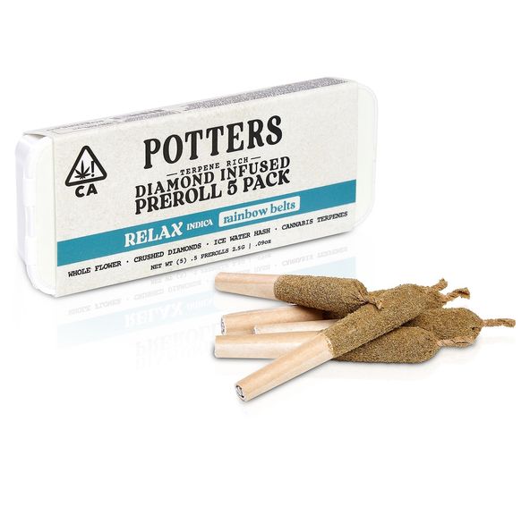 D. Potters 5pk x .5g Diamond Infused Pre Rolls - Rainbow Belts (I)