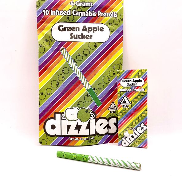 *BLOWOUT DEAL! $25 4g Green Apple Sucker (Hybrid) 10-Pack Infused Prerolls - dizzies