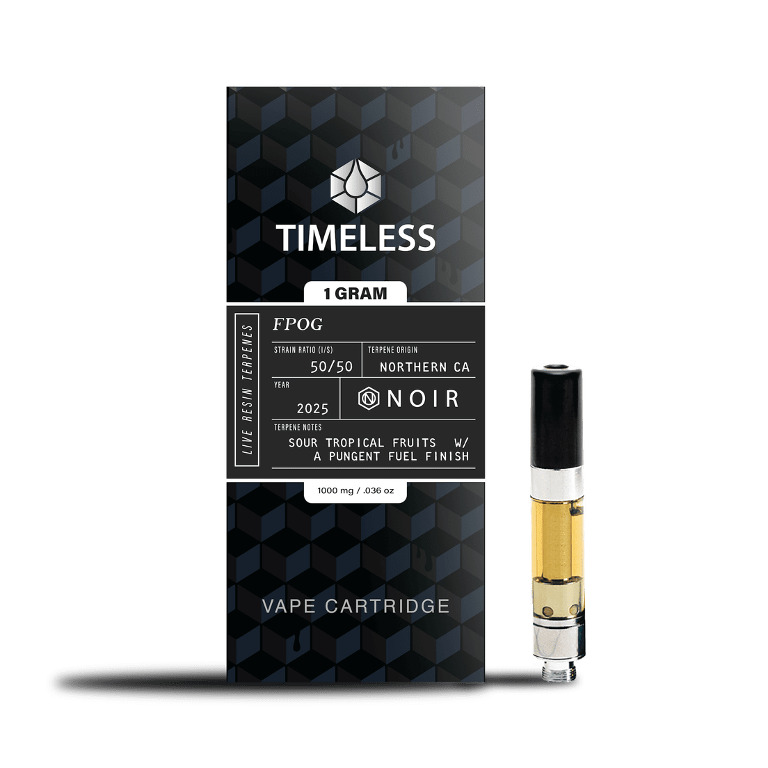 Timeless Vapes - NOIR - Fpog - 1000mg Vape Cartridge (Live Resin) 1g