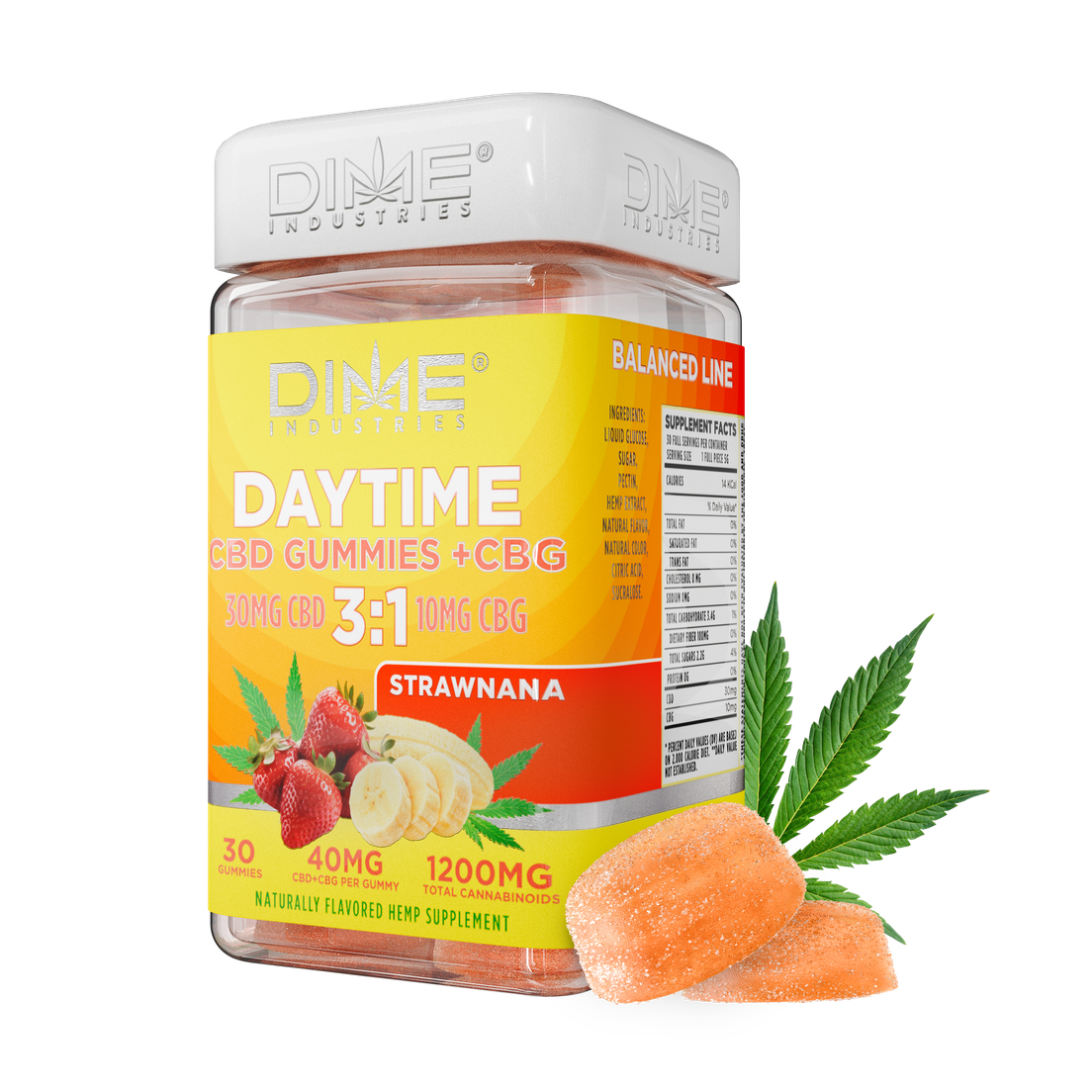 DIME STRAWNANA 3:1 CBD:CBG DAYTIME GUMMIES 1200MG