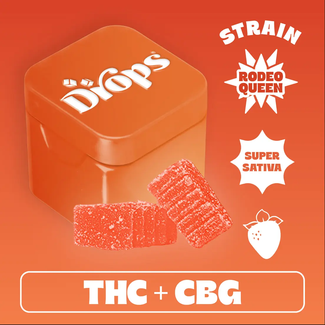 Drops Singles Strawberry Gummies 100mg THC / 100mg CBG