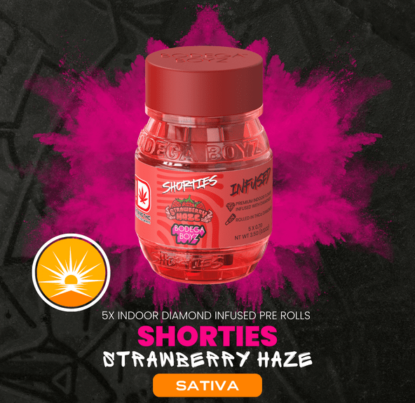 BODEGA BOYZ SHORTIES STRAWBERRY HAZE 5 PACK DIAMOND INFUSED PREROLLS 3.5G