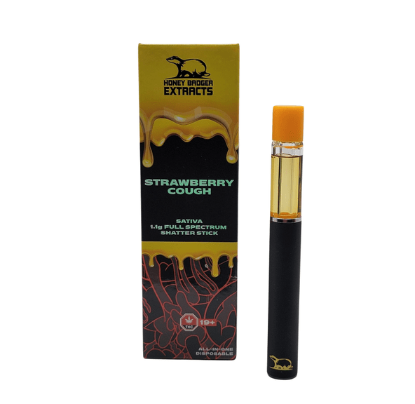 Strawberry Cough - 1.1G Disposable Shatter Pen by Honey Badger