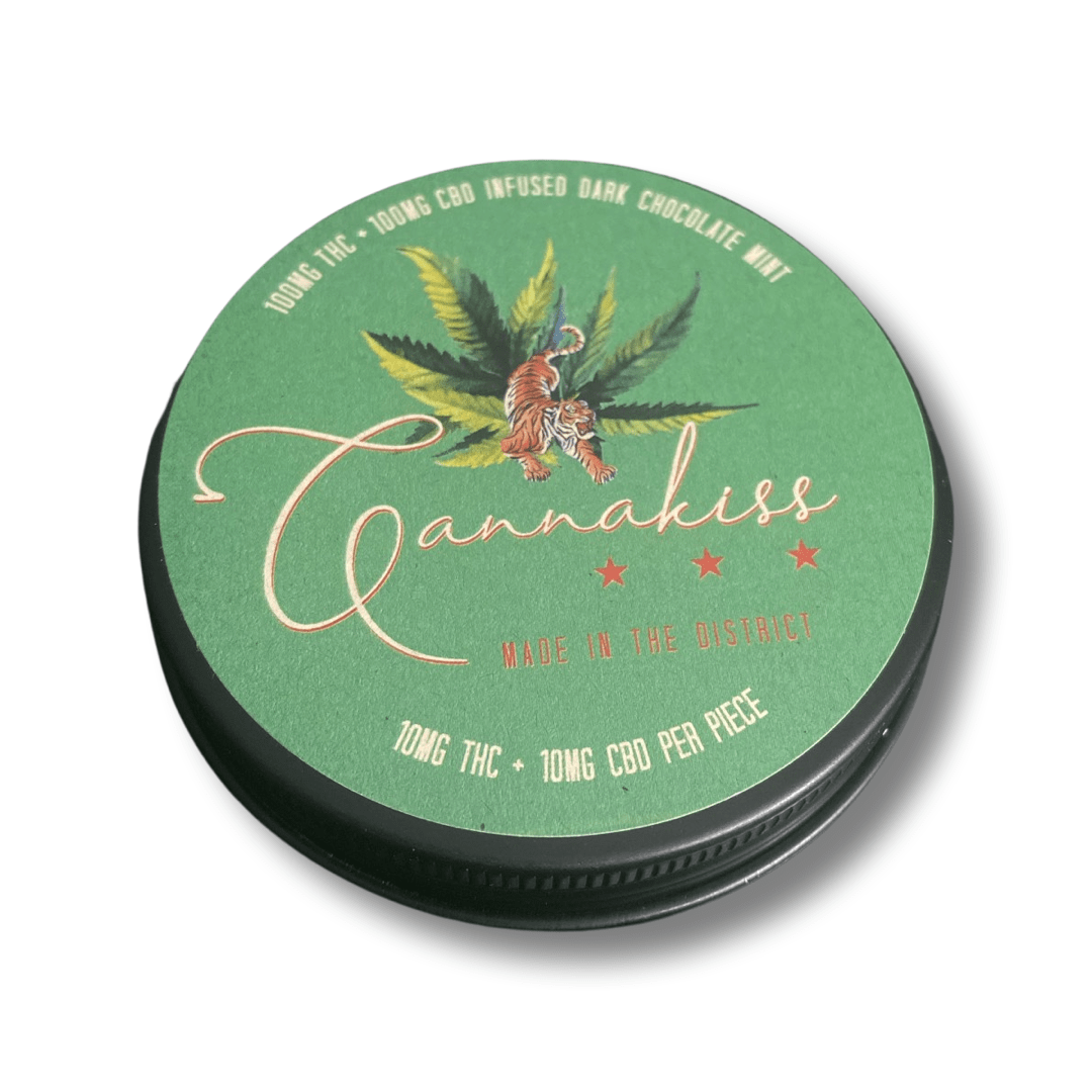 Cannakiss 10 piece tin - Mint Chocolate