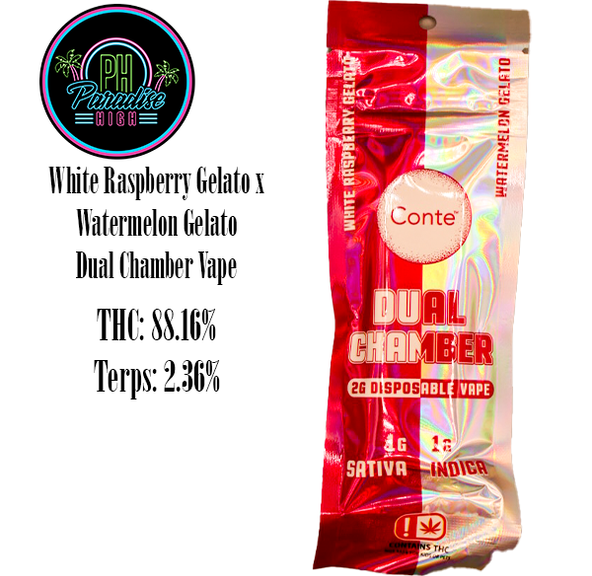 CONTE WHITE RASPBERRY GELATO/WATERMELON GELATO DUAL DISPOSABLE 2G